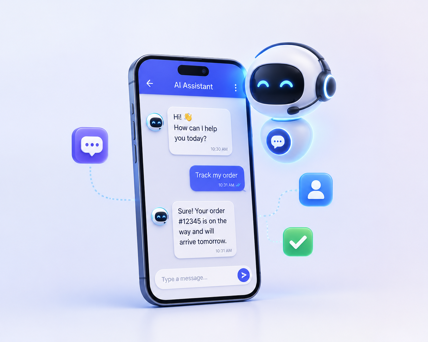 Mobile application AI chatbot supporting a user in-app